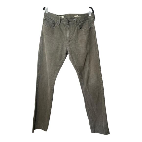 GAP Jeans Mens Slim 34X34 Black Moss Olive Green Straight Leg 100% Cotton - Picture 1 of 5